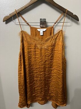Nine West Golden Rust Satin Lace-Trim Camisole